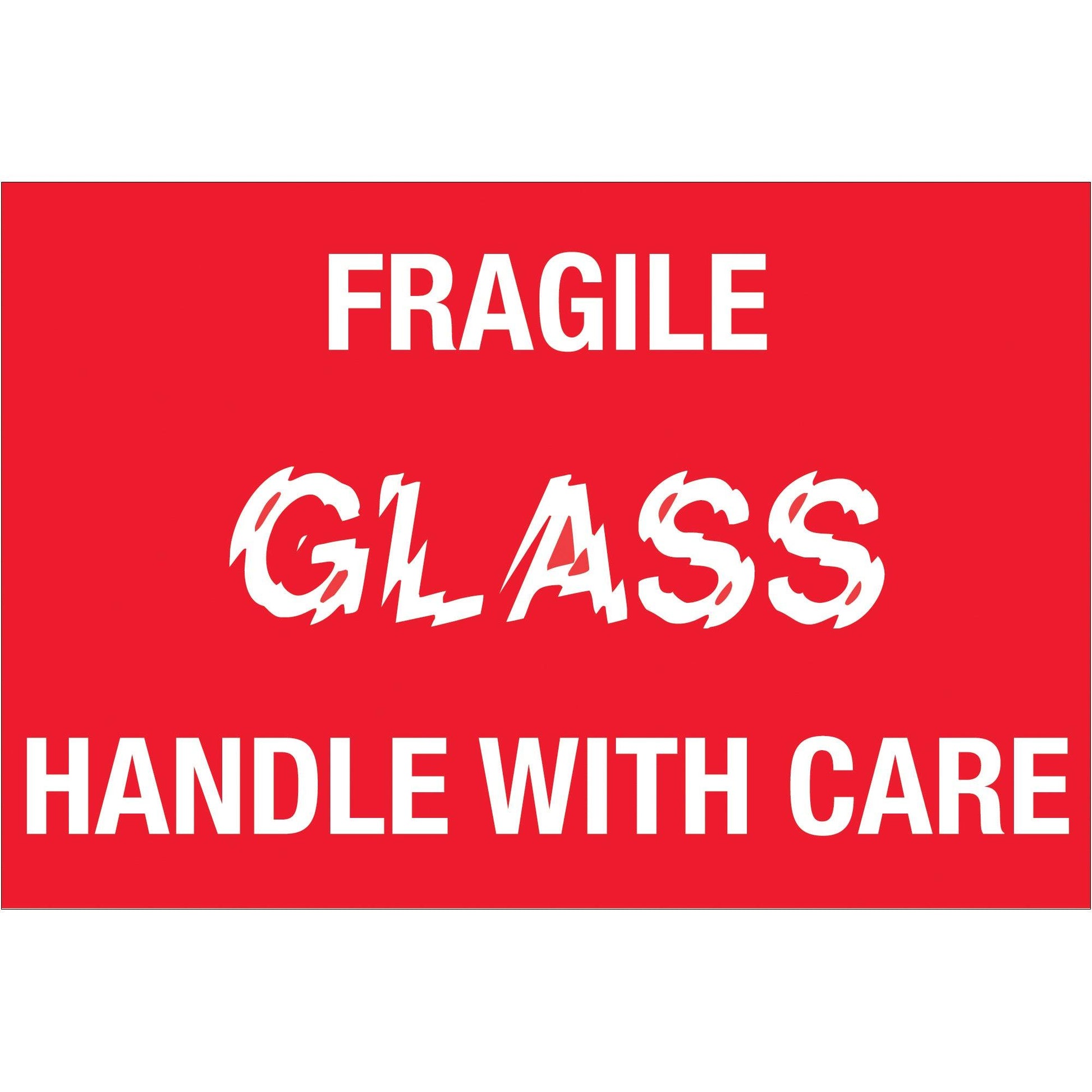 2 x 3" - "Fragile - Glass - Handle With Care" Labels - DL1058