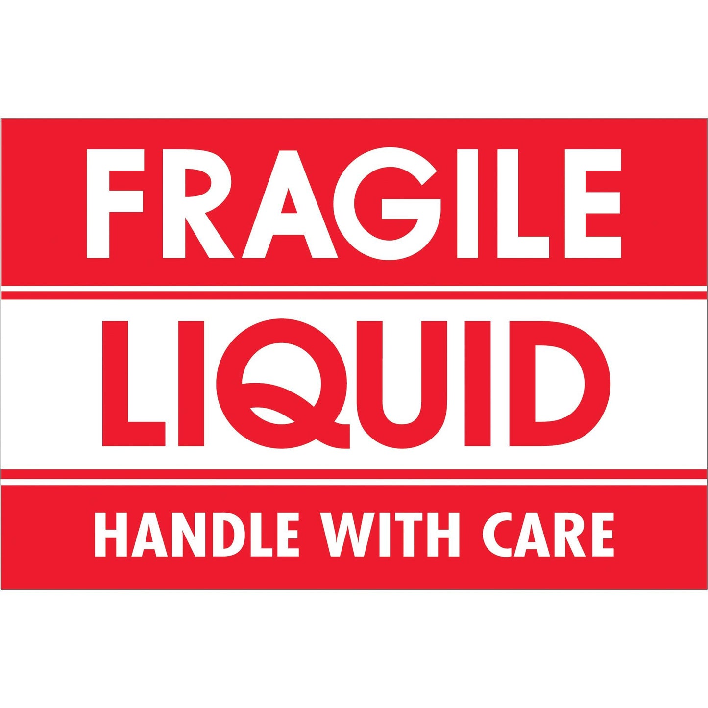 2 x 3" - "Fragile - Liquid - Handle With Care" Labels - DL2165