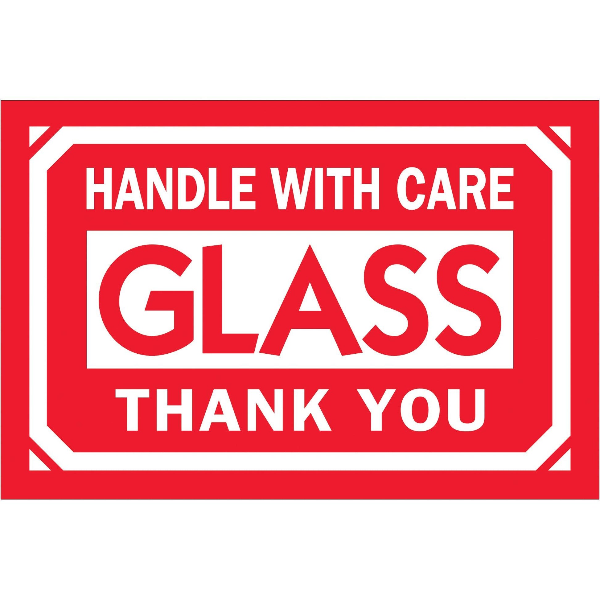 2 x 3" - "Glass - Handle With Care - Thank You" Labels - DL1062