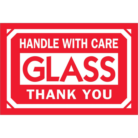 2 x 3" - "Glass - Handle With Care - Thank You" Labels - DL1062