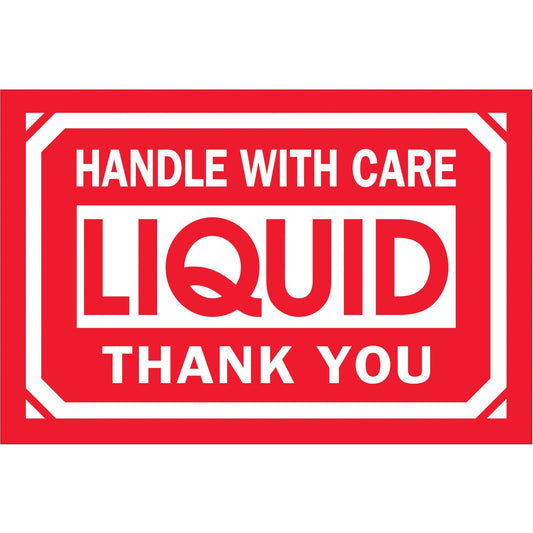 2 x 3" - "Handle With Care - Liquid - Thank You" Labels - DL1063