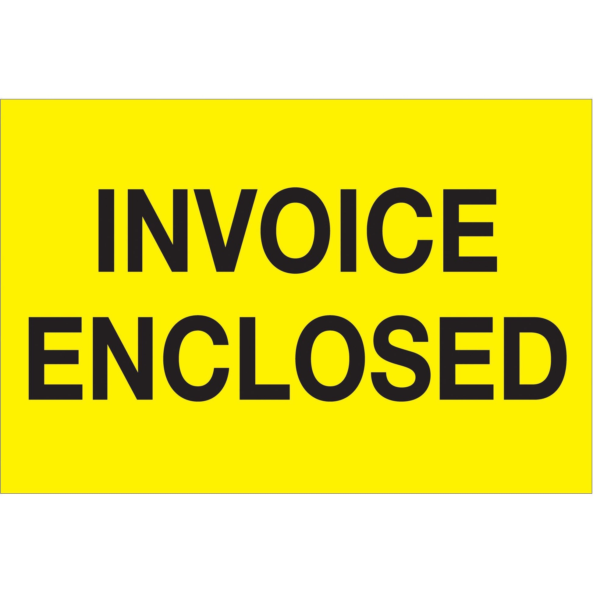 2 x 3" - "Invoice Enclosed" (Fluorescent Yellow) Labels - DL1204