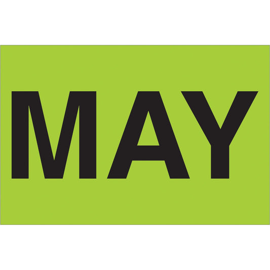 2 x 3" - "MAY" (Fluorescent Green) Months of the Year Labels - DL6781