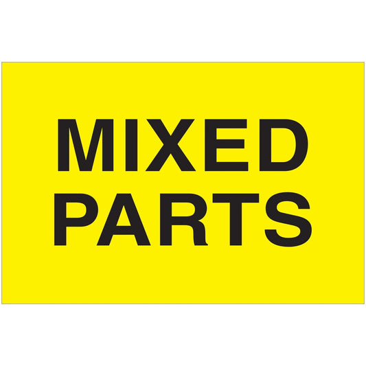 2 x 3" - "Mixed Parts" (Fluorescent Yellow) Labels - DL1623 Box Packaging Partner
