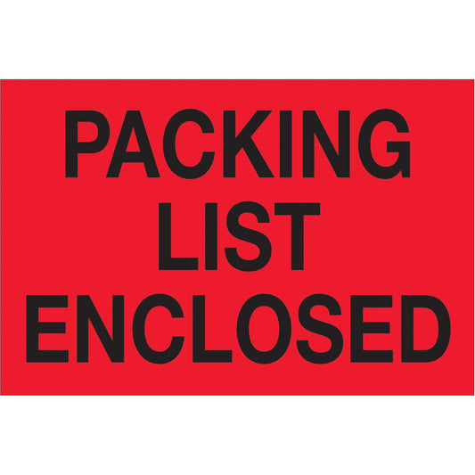 2" x 3" - "Packing List Enclosed" (Fluorescent Red) Labels - DL1202