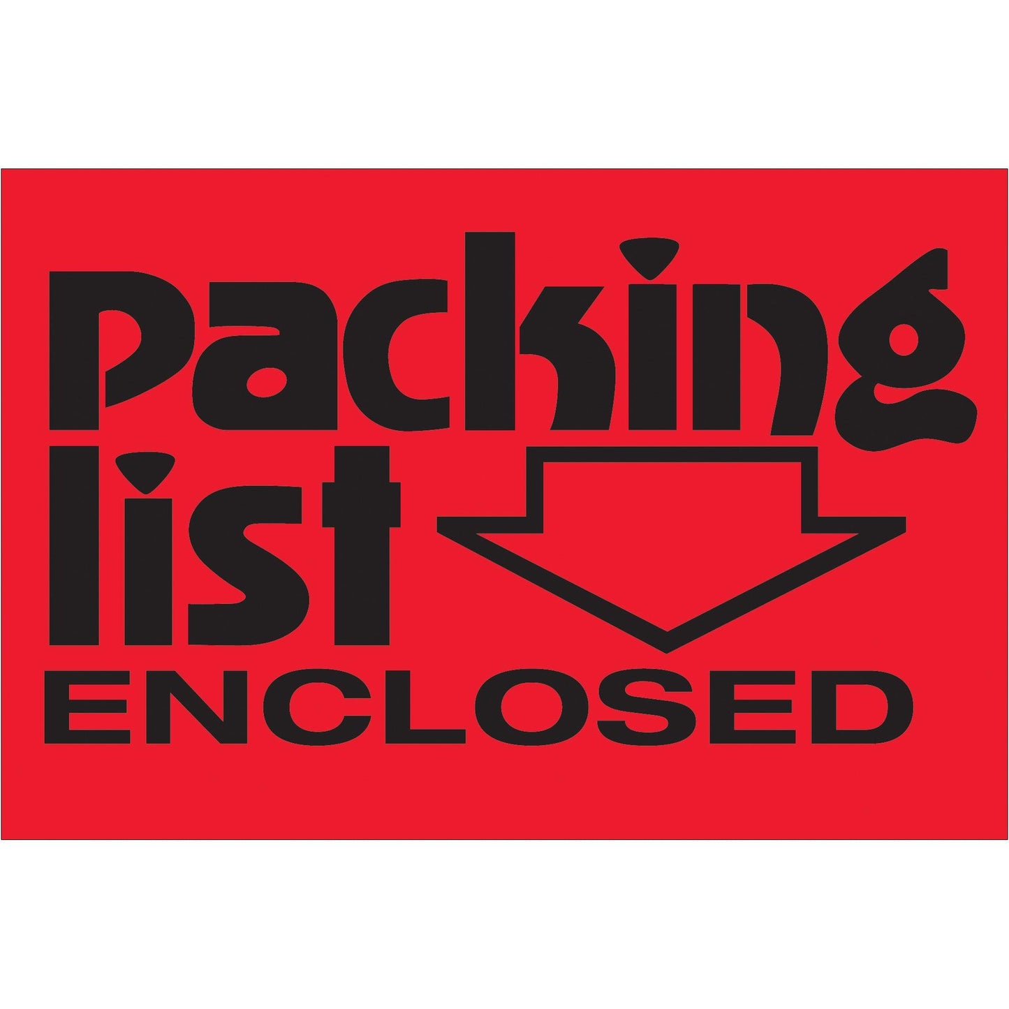 2 x 3" - "Packing List Enclosed" (Fluorescent Red) Labels - DL3611