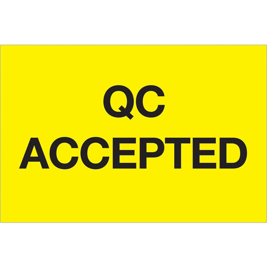 2 x 3" - "QC Accepted" (Fluorescent Yellow) Labels - DL1144 Box Packaging Partner