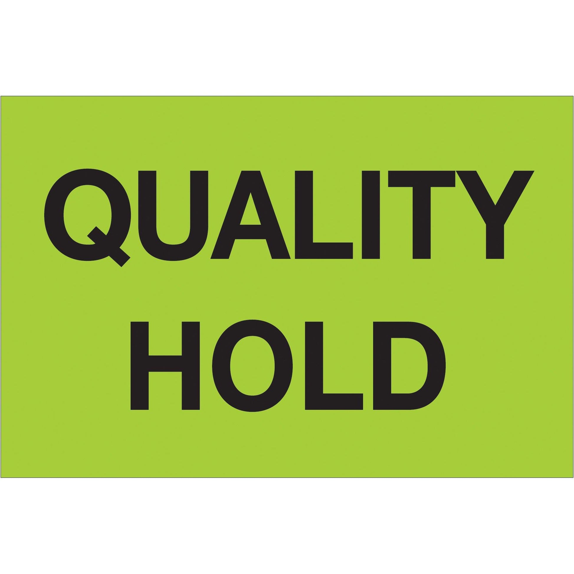 2 x 3" - "Quality Hold" (Fluorescent Green) Labels - DL1132