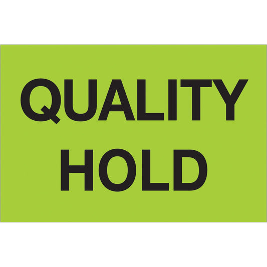 2 x 3" - "Quality Hold" (Fluorescent Green) Labels - DL1132