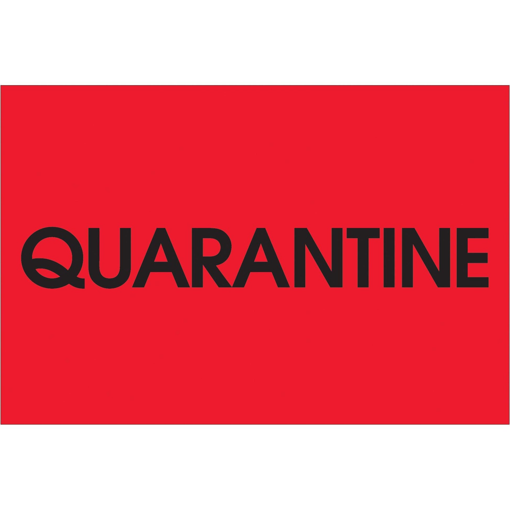 2 x 3" - "Quarantine" (Fluorescent Red) Labels - DL1138