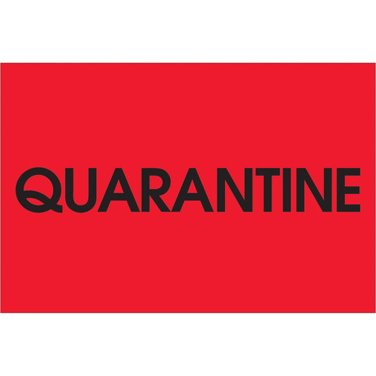 2 x 3" - "Quarantine" (Fluorescent Red) Labels - DL1138