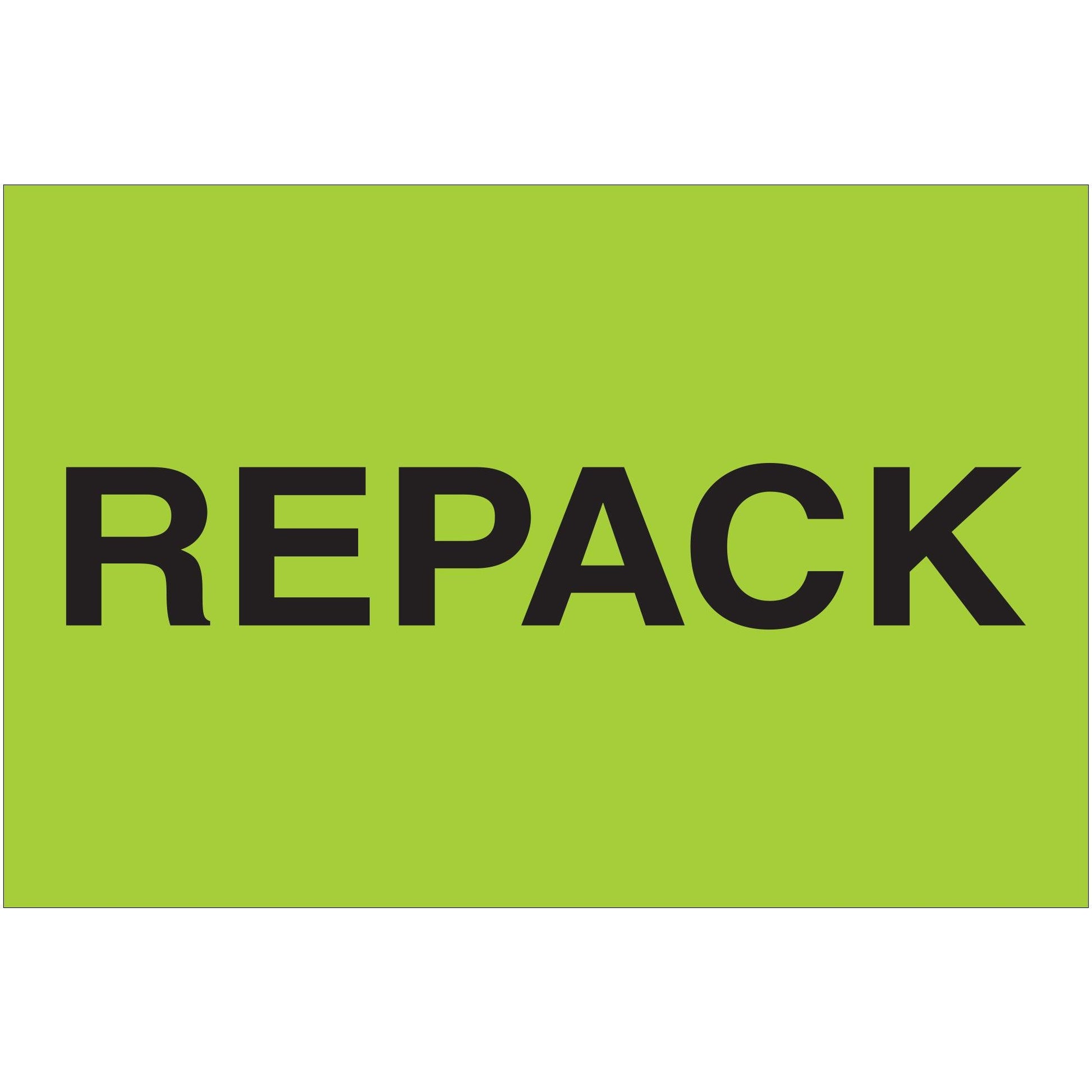 2 x 3" - "Repack" (Fluorescent Green) Labels - DL1613