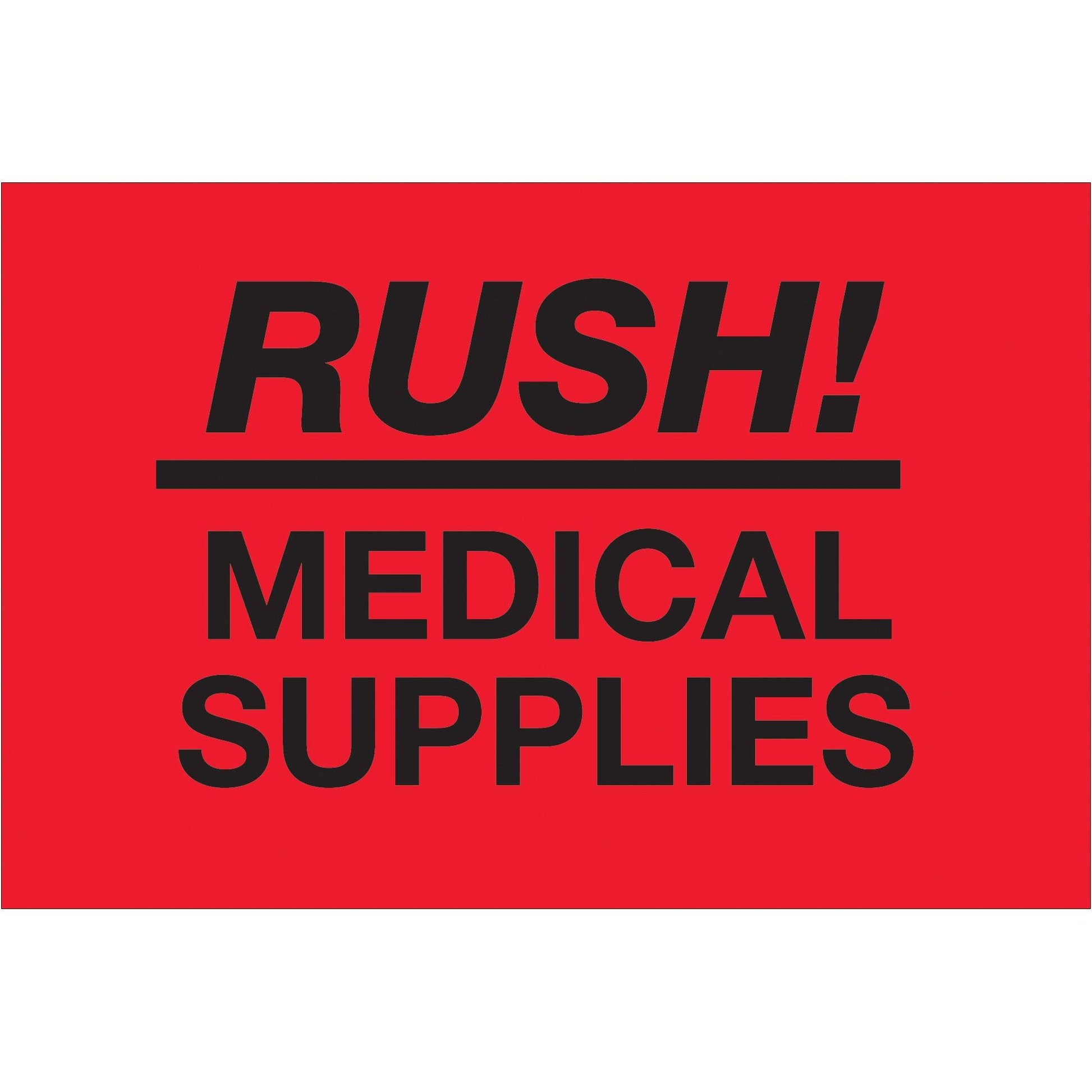 2 x 3" - "Rush - Medical Supplies" (Fluorescent Red) Labels - DL1335