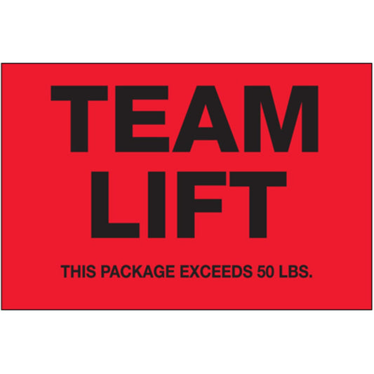 2 x 3" - "Team Lift" (Fluorescent Red) Labels - DL7016