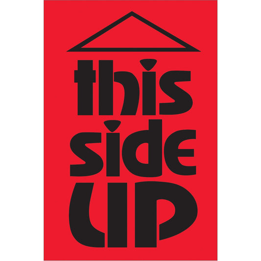 2 x 3" - "This Side Up" (Fluorescent Red) Labels - DL1077