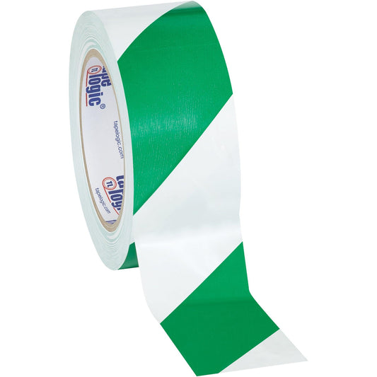 2" x 36 yds. Green/White (3 Pack) Tape Logic® Striped Vinyl Safety Tape - T92363PKGW