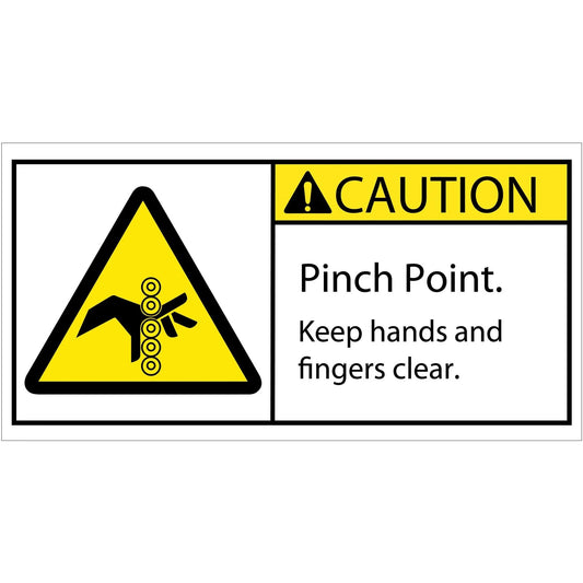 2 x 4" - Caution Pinch Point Rollers Durable Safety Label - DSL522 Box Packaging Partner