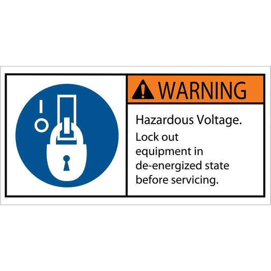 2 x 4" - Warning Hazardous Voltage Durable Safety Label - DSL517 Box Packaging Partner
