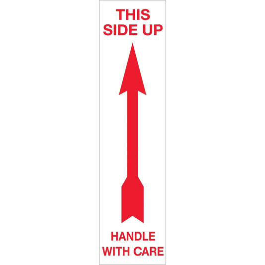 2 x 8" - "Up - Handle With Care" Arrow Labels - DL1130 Box Packaging Partner
