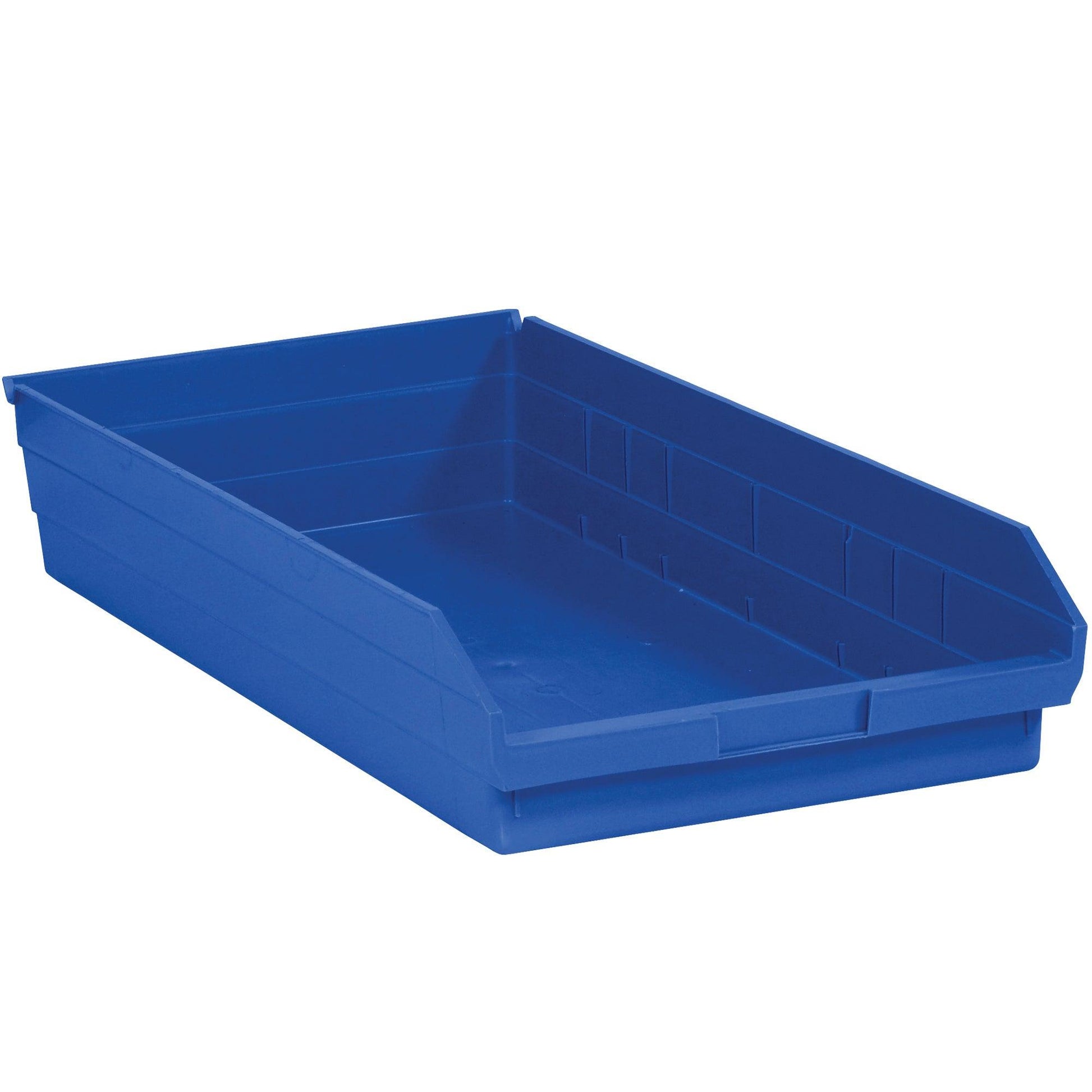 23 5/8 x 11 1/8 x 4" Blue Plastic Shelf Bin Boxes - BINPS124B