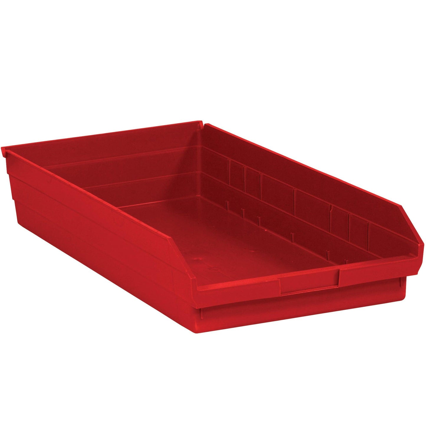 23 5/8 x 11 1/8 x 4" Red Plastic Shelf Bin Boxes - BINPS124R