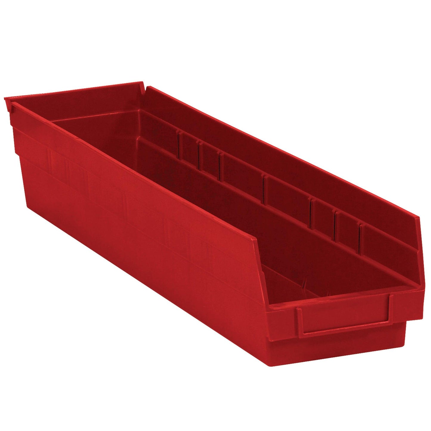 23 5/8 x 4 1/8 x 4" Red Plastic Shelf Bin Boxes - BINPS121R