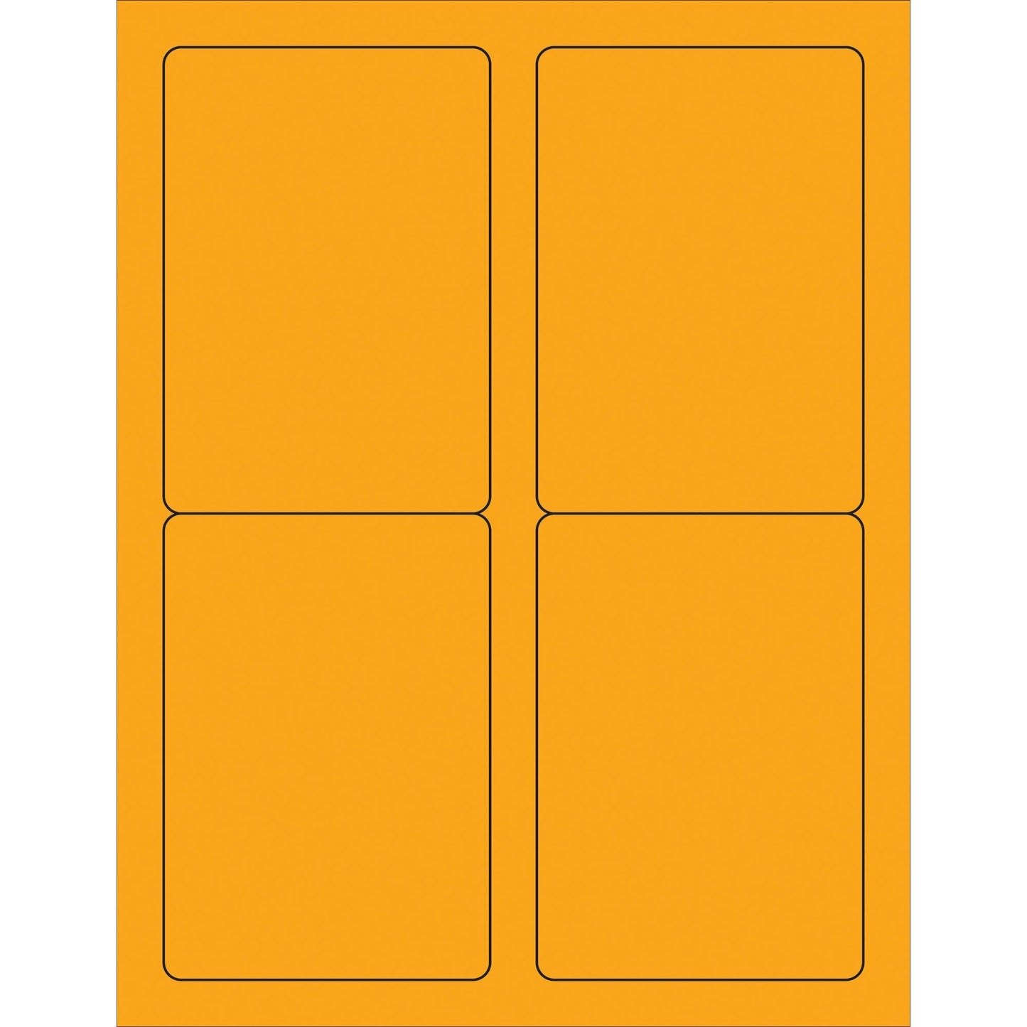 3 1/2 x 5" Fluorescent Orange Rectangle Laser Labels - LL176OR