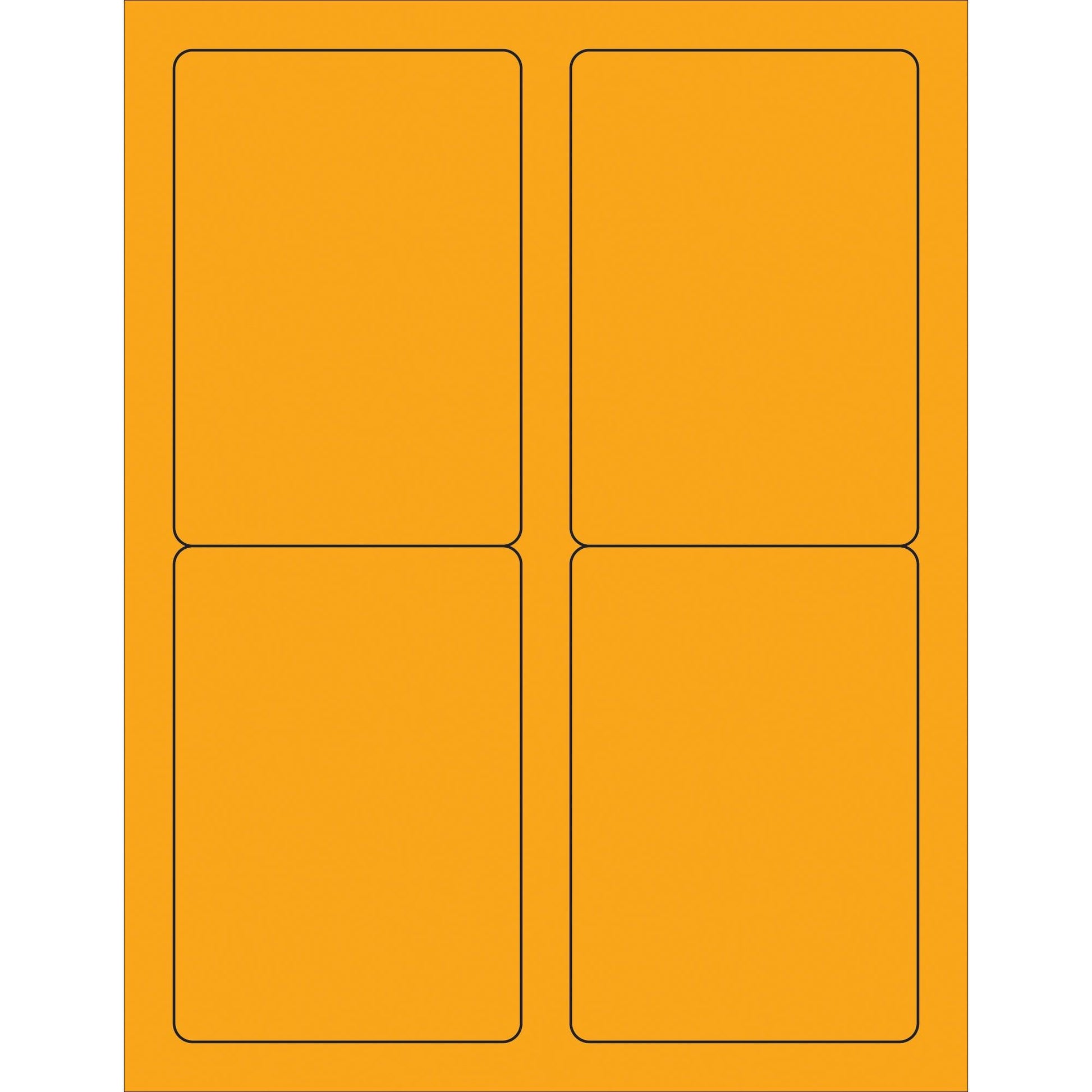 3 1/2 x 5" Fluorescent Orange Rectangle Laser Labels - LL176OR