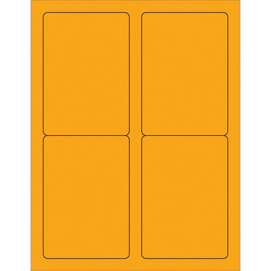 3 1/2 x 5" Fluorescent Orange Rectangle Laser Labels - LL176OR