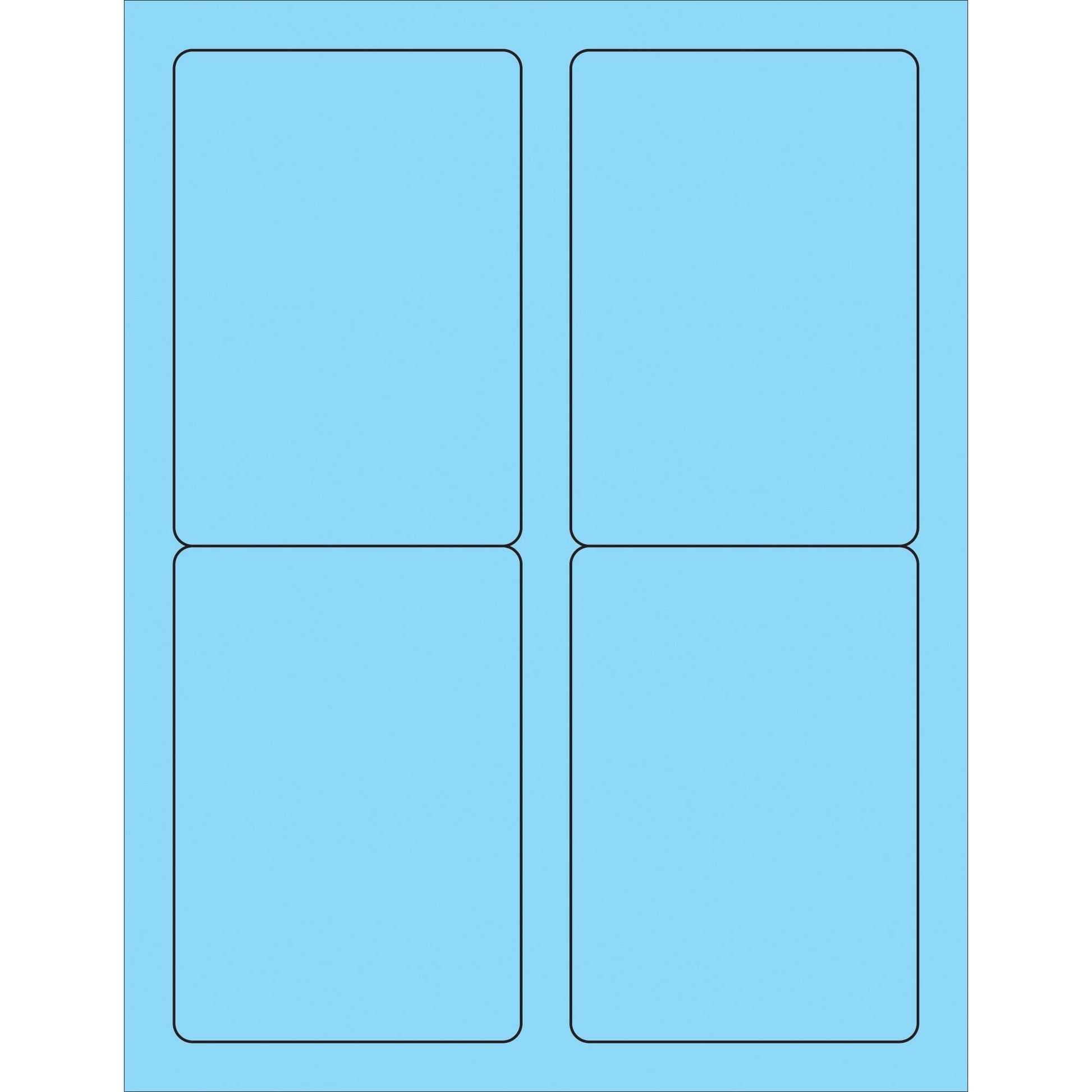 3 1/2 x 5" Fluorescent Pastel Blue Rectangle Laser Labels - LL176BE