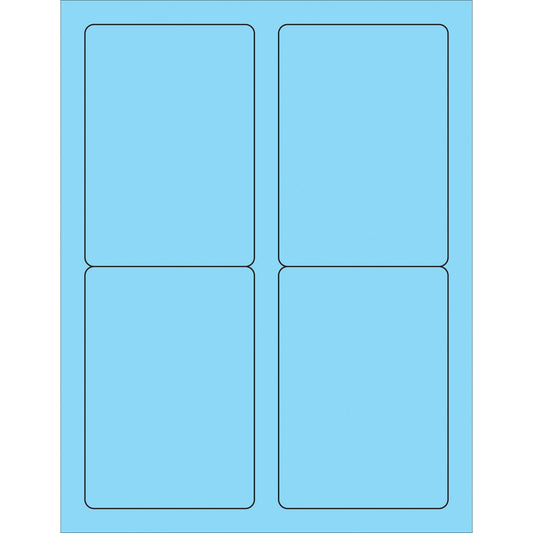 3 1/2 x 5" Fluorescent Pastel Blue Rectangle Laser Labels - LL176BE