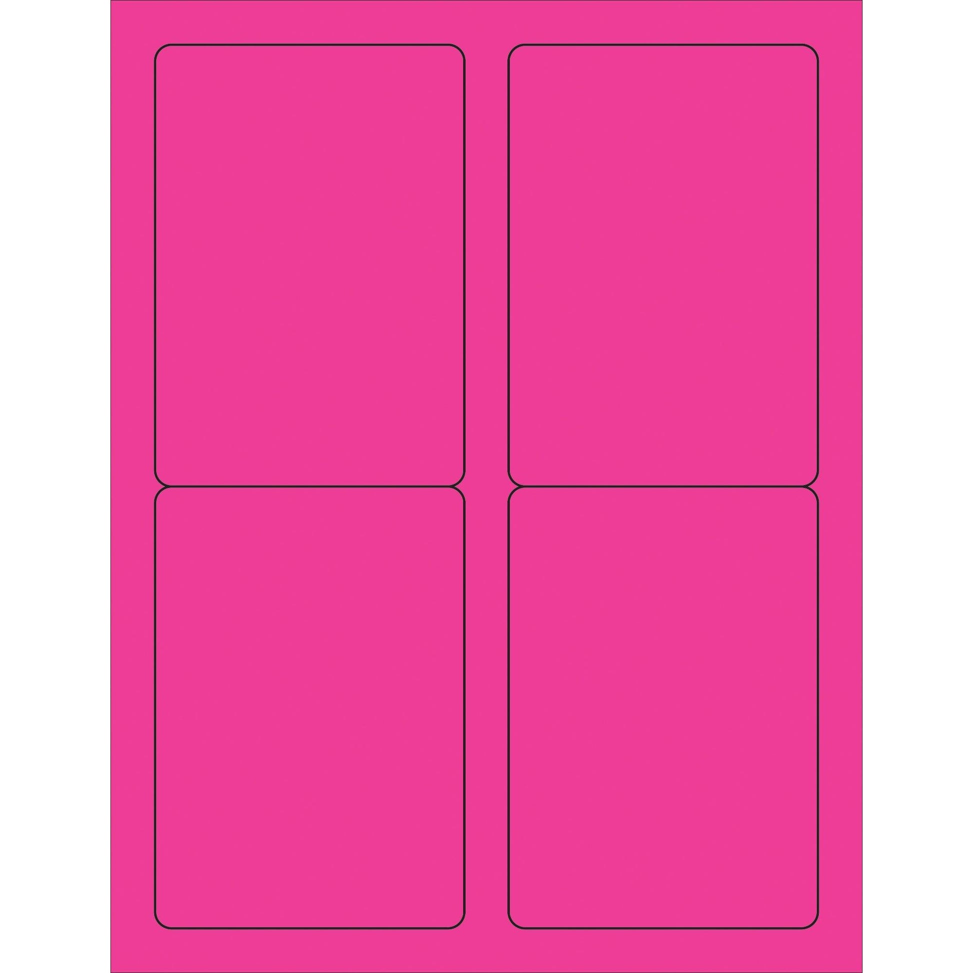 3 1/2 x 5" Fluorescent Pink Rectangle Laser Labels - LL176PK