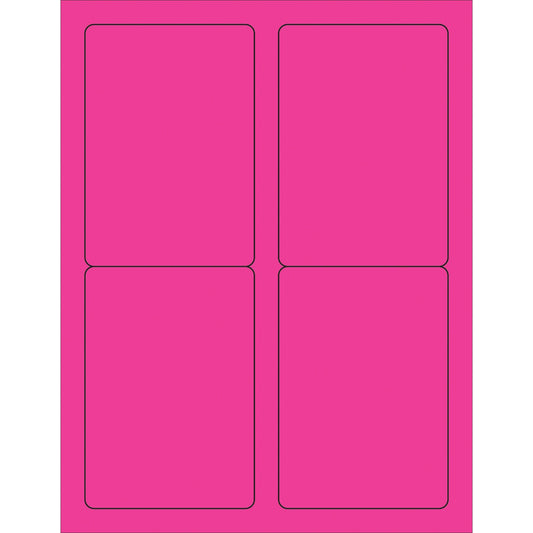 3 1/2 x 5" Fluorescent Pink Rectangle Laser Labels - LL176PK