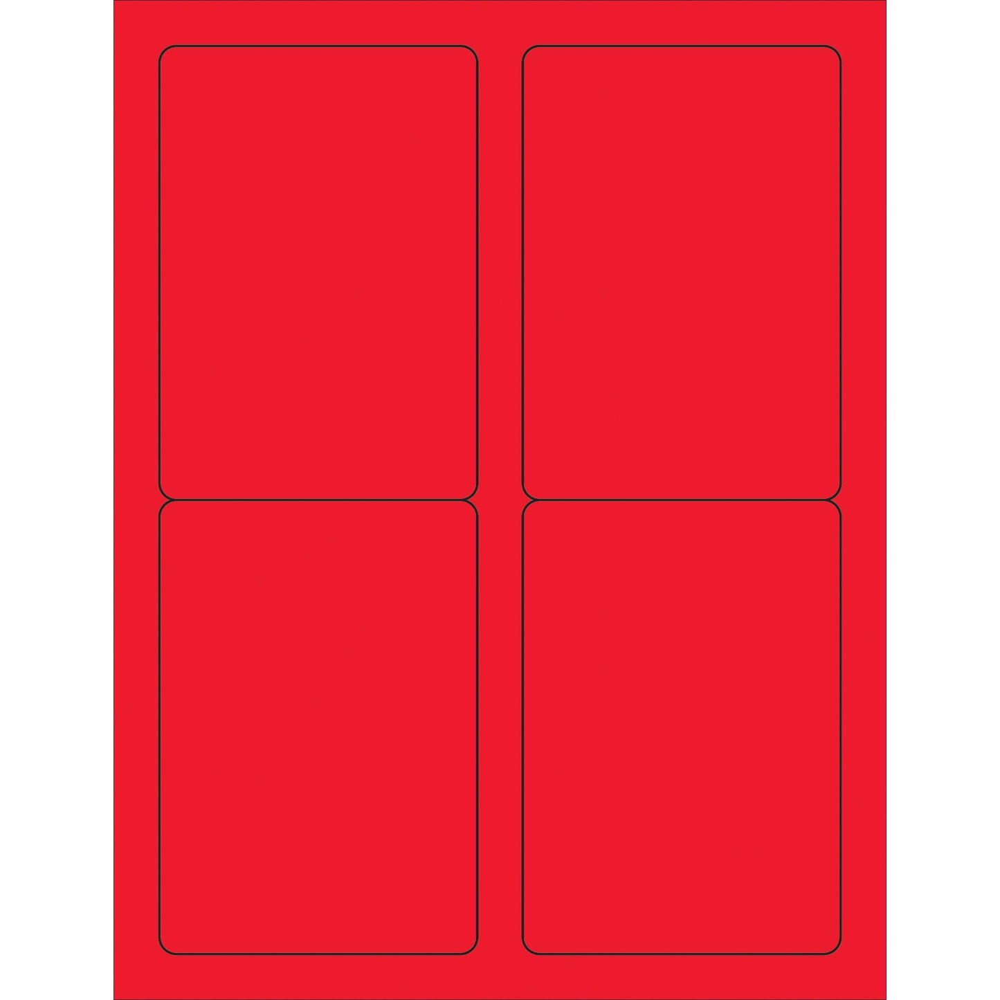 3 1/2 x 5" Fluorescent Red Rectangle Laser Labels - LL176RD