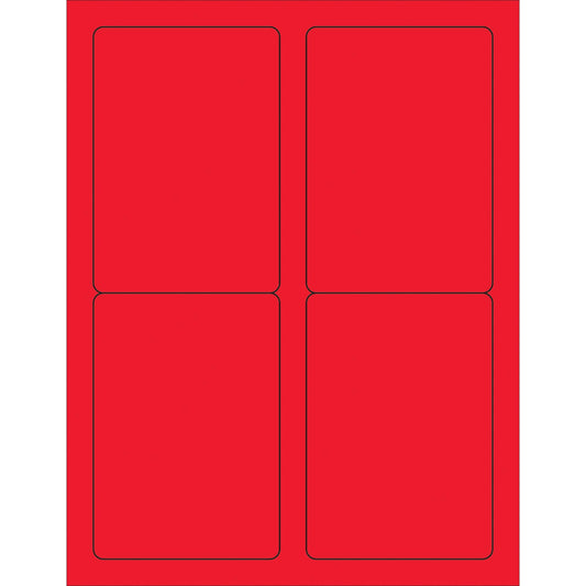 3 1/2 x 5" Fluorescent Red Rectangle Laser Labels - LL176RD