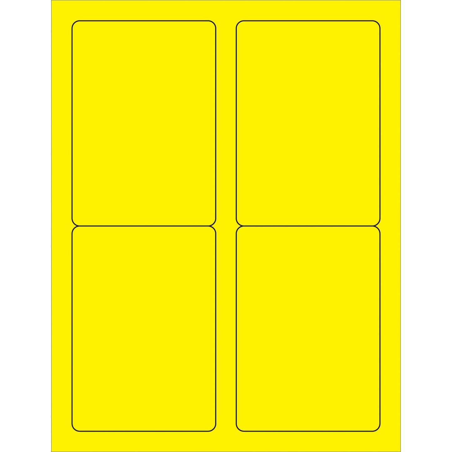 3 1/2 x 5" Fluorescent Yellow Rectangle Laser Labels - LL176YE