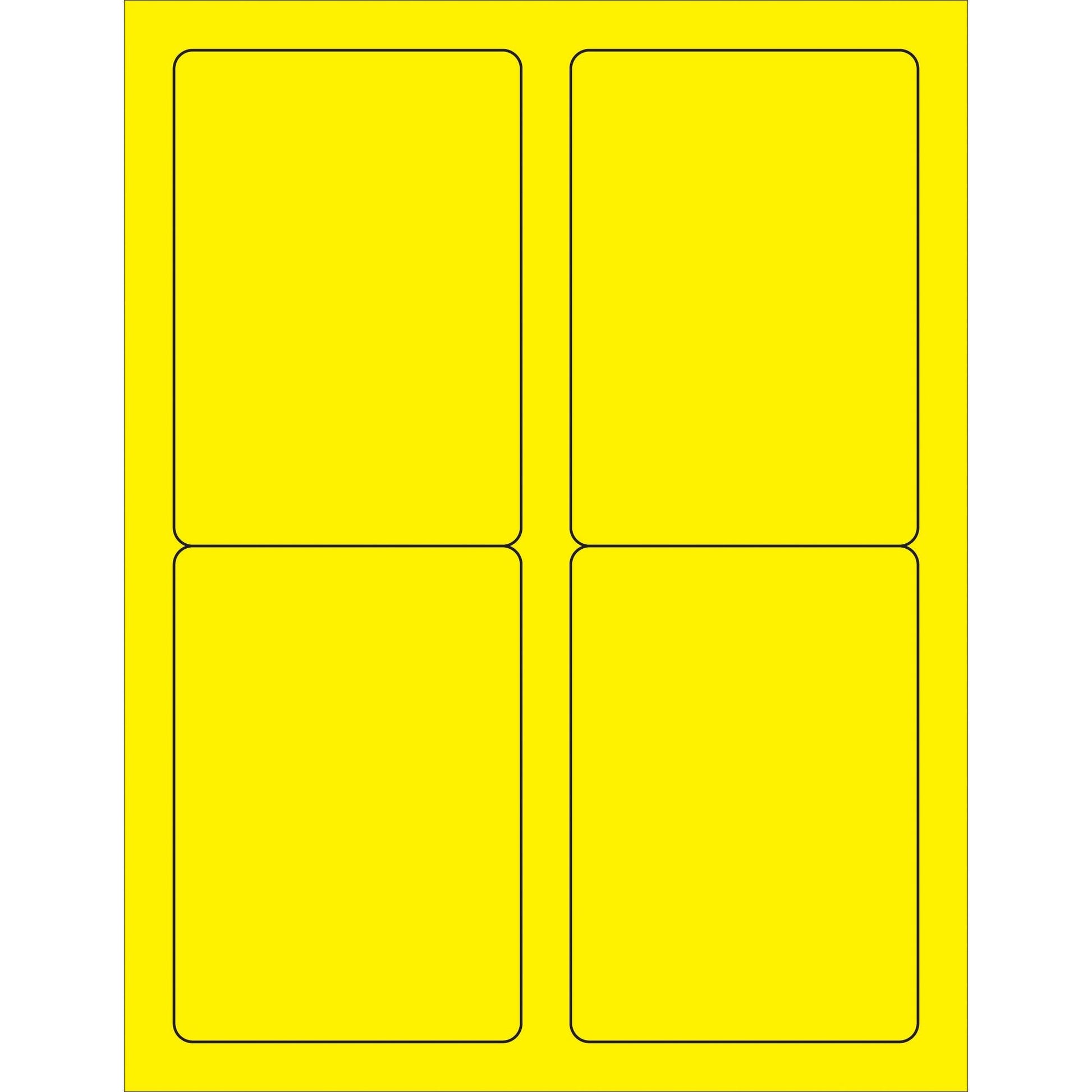 3 1/2 x 5" Fluorescent Yellow Rectangle Laser Labels - LL176YE