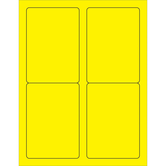 3 1/2 x 5" Fluorescent Yellow Rectangle Laser Labels - LL176YE