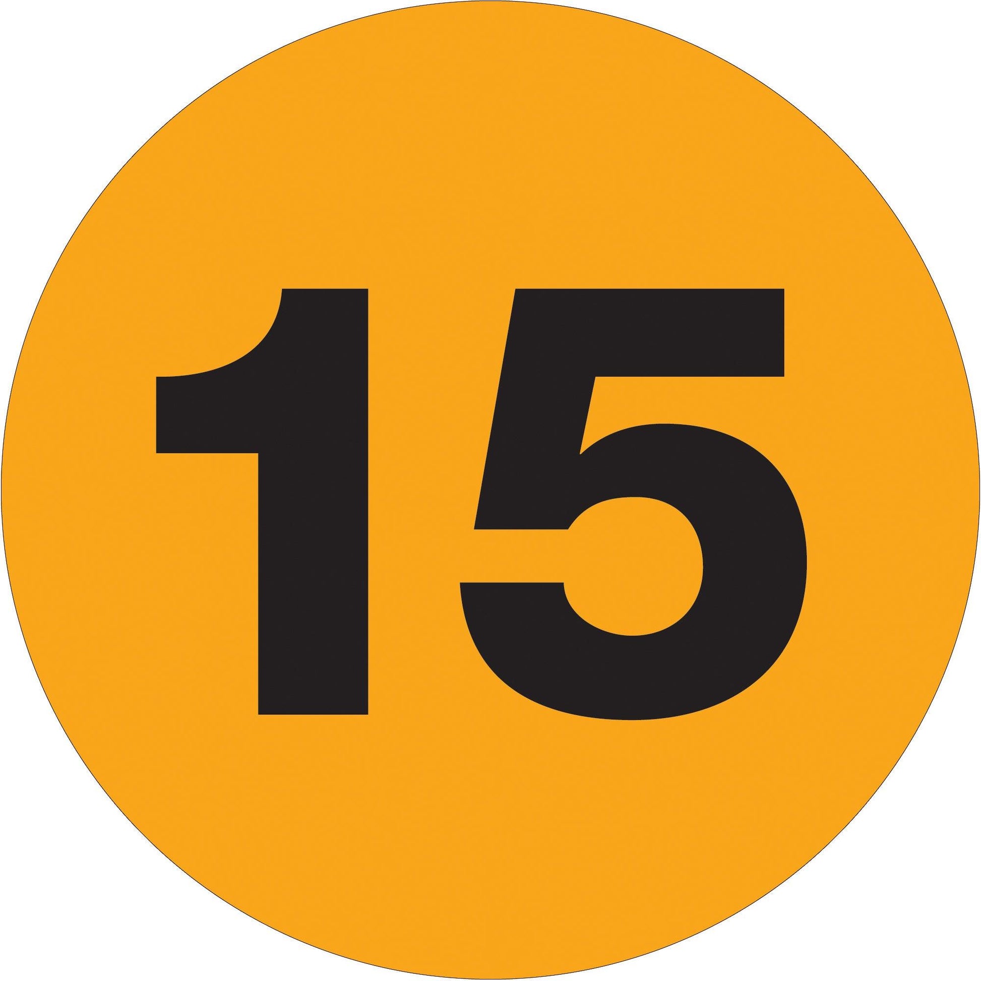 3" Circle - "15" (Fluorescent Orange) Number Labels - DL1356