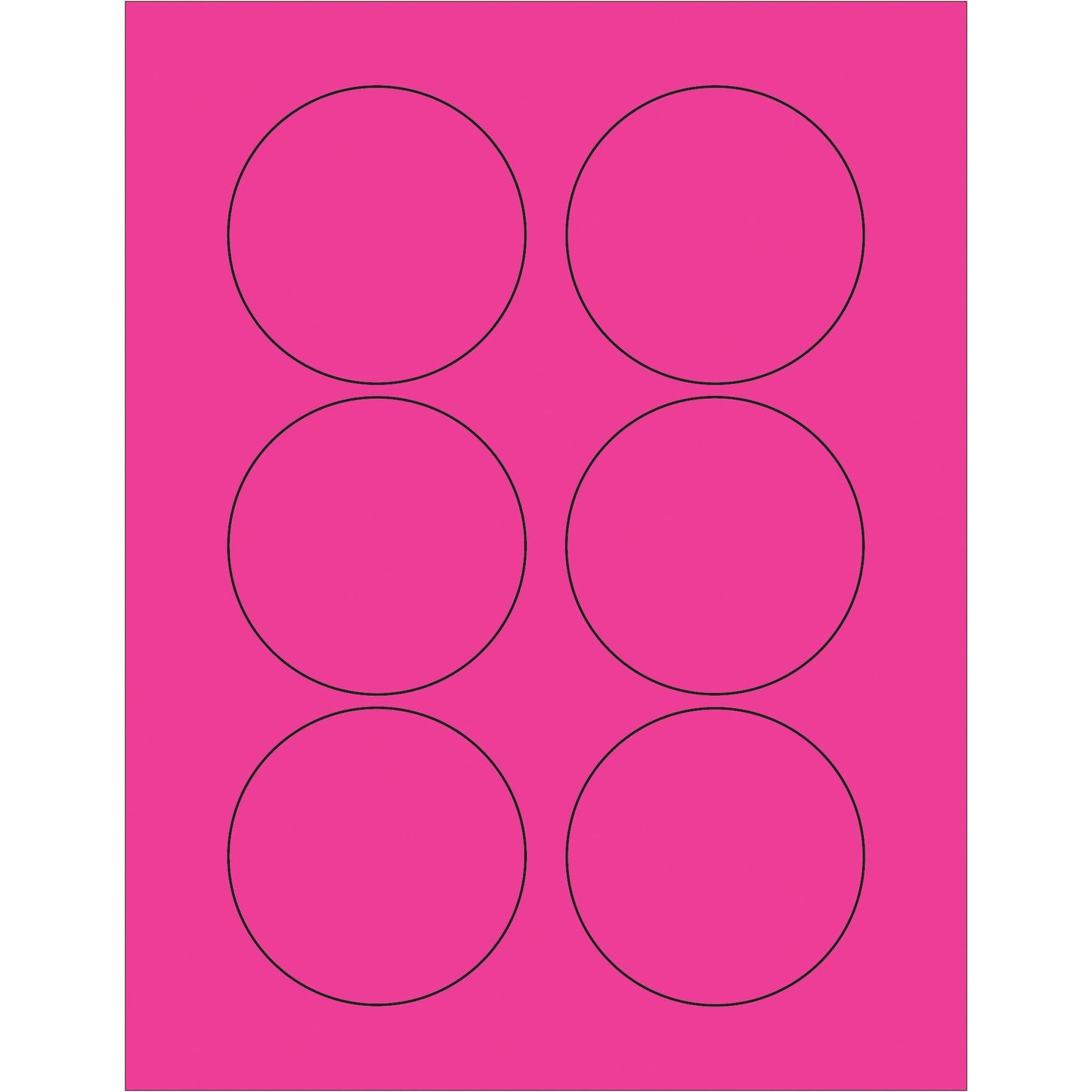 3" Fluorescent Pink Circle Laser Labels - LL195PK