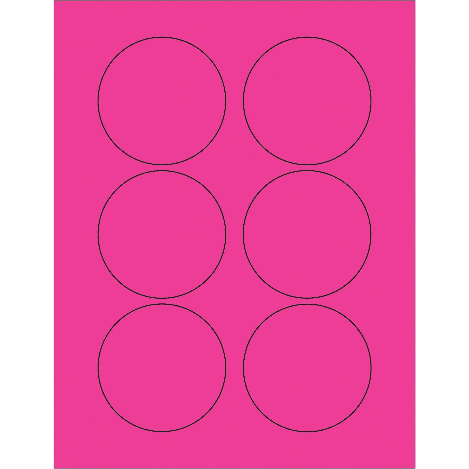 3" Fluorescent Pink Circle Laser Labels - LL195PK