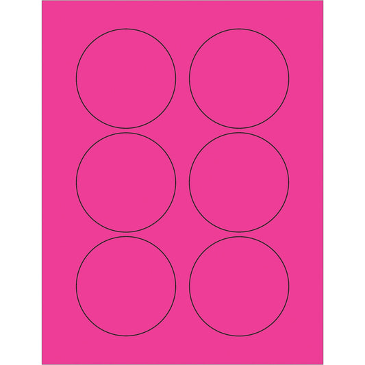 3" Fluorescent Pink Circle Laser Labels - LL195PK