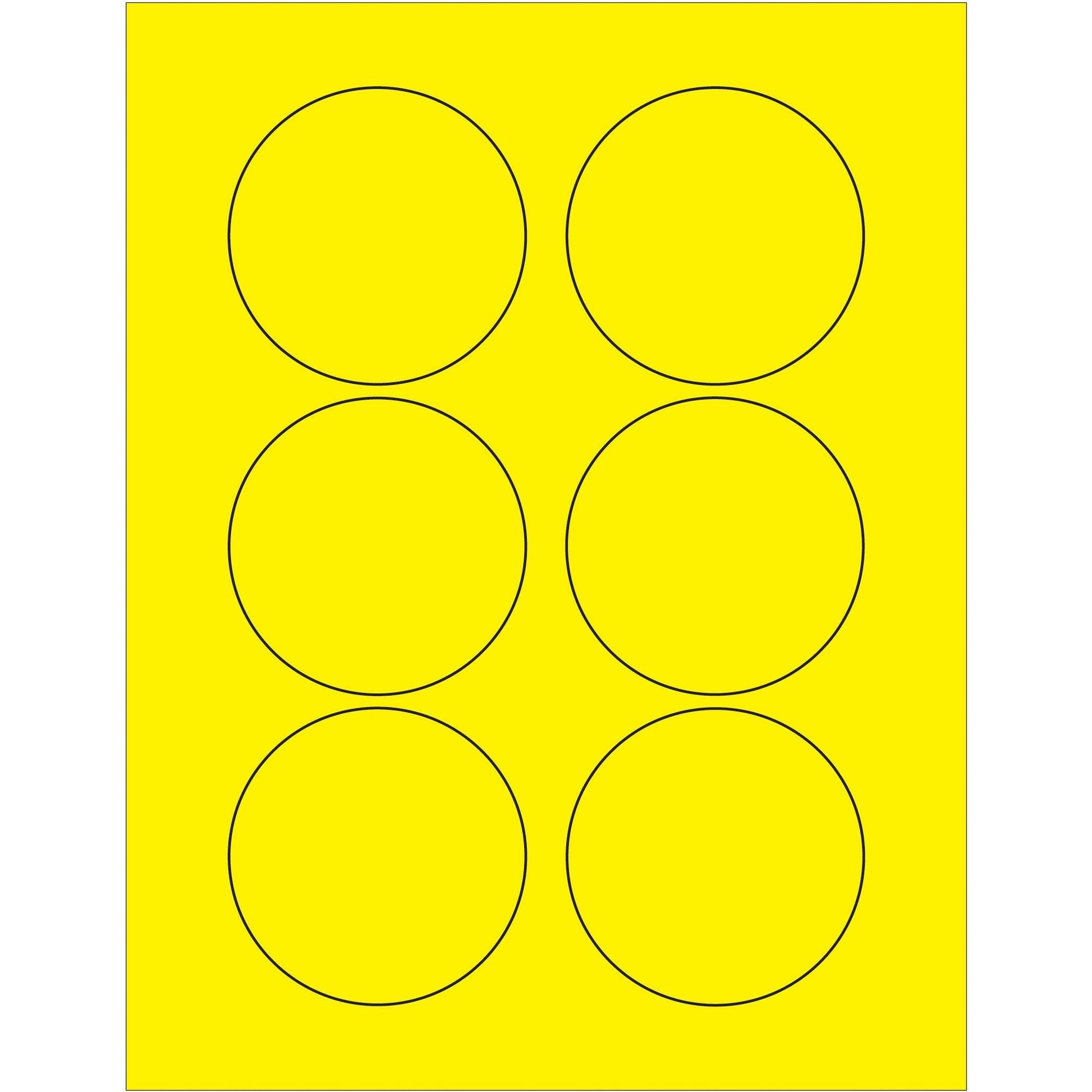 3" Fluorescent Yellow Circle Laser Labels - LL195YE