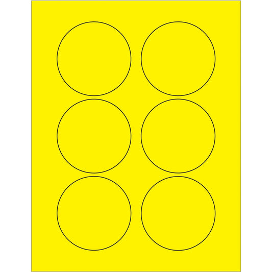 3" Fluorescent Yellow Circle Laser Labels - LL195YE