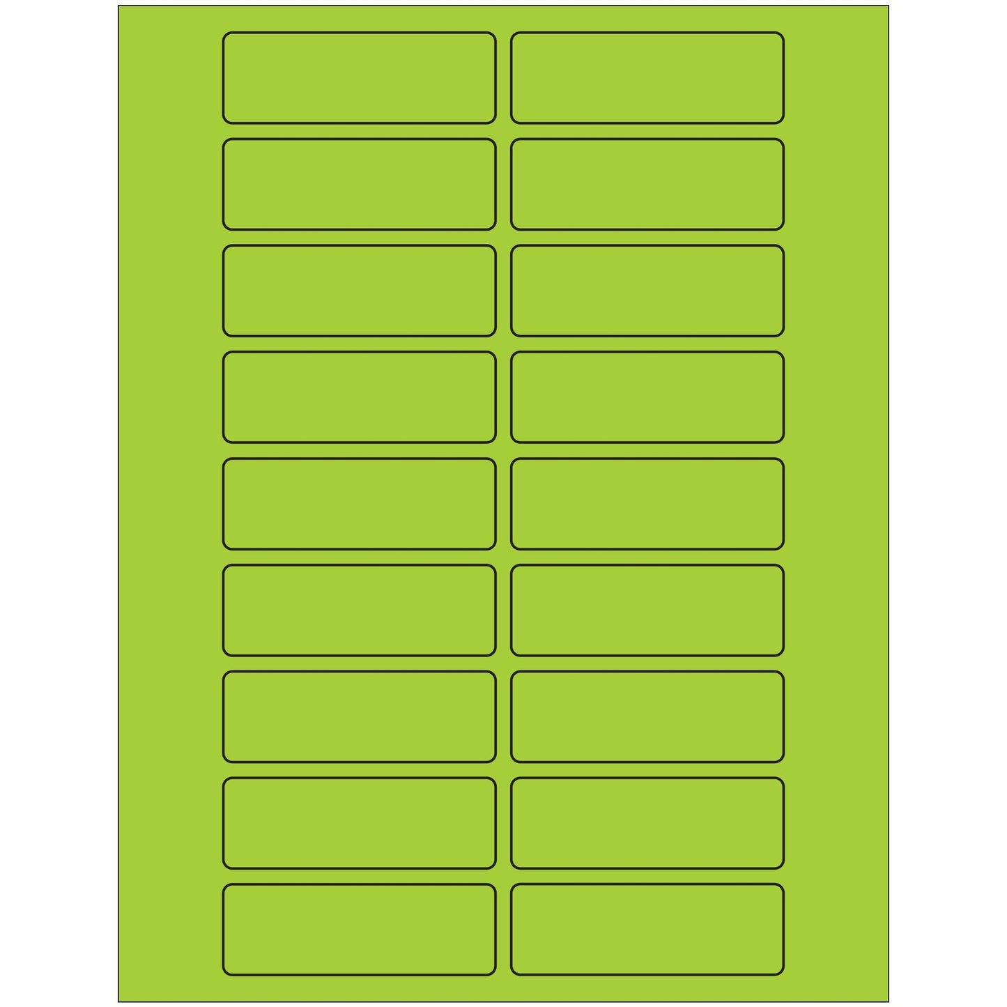 3 x 1" Fluorescent Green Rectangle Laser Labels - LL174GN