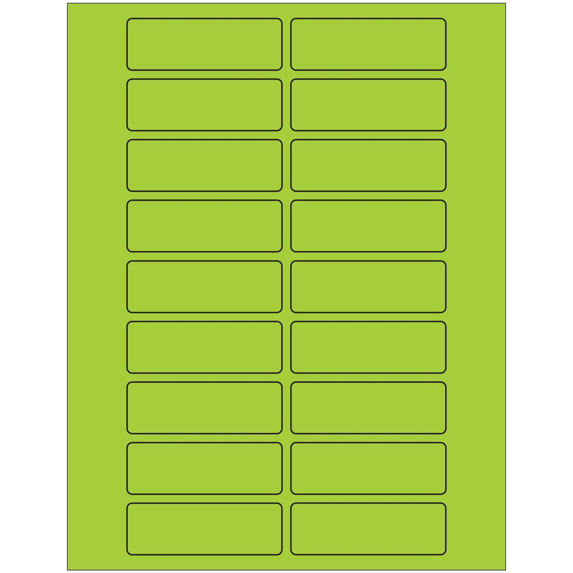 3 x 1" Fluorescent Green Rectangle Laser Labels - LL174GN