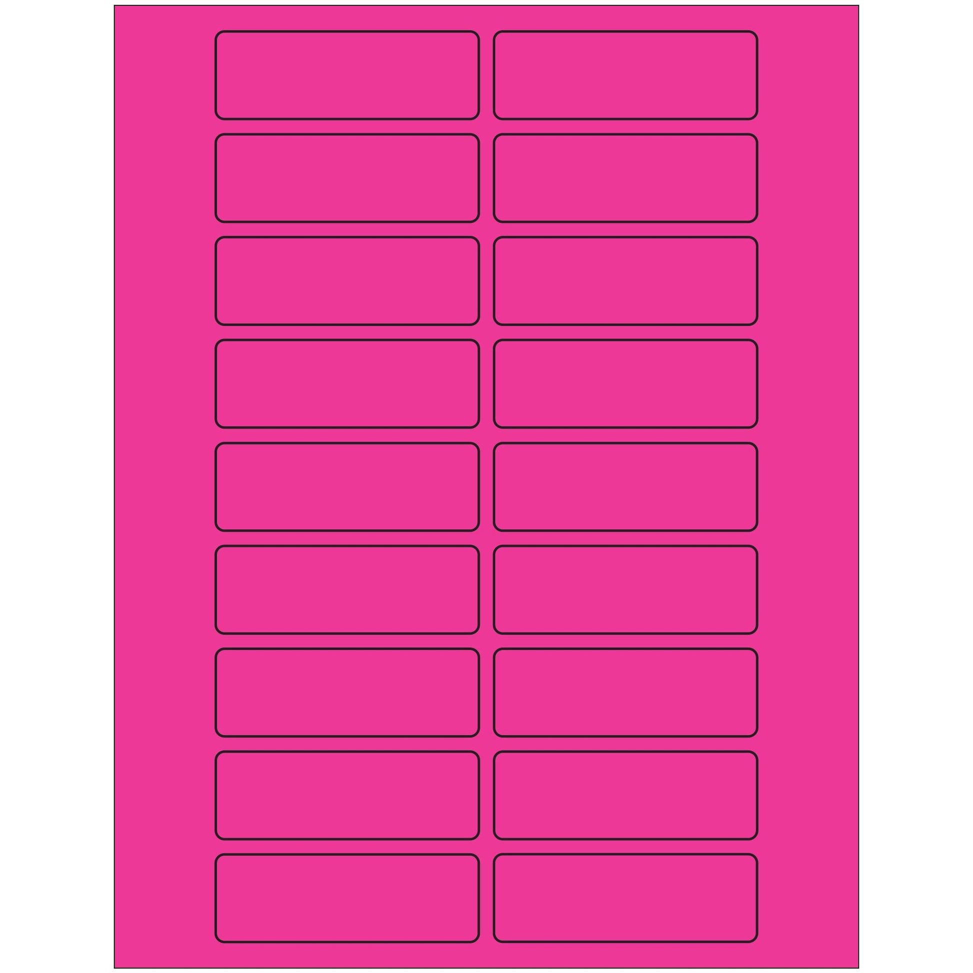 3 x 1" Fluorescent Pink Rectangle Laser Labels - LL174PK