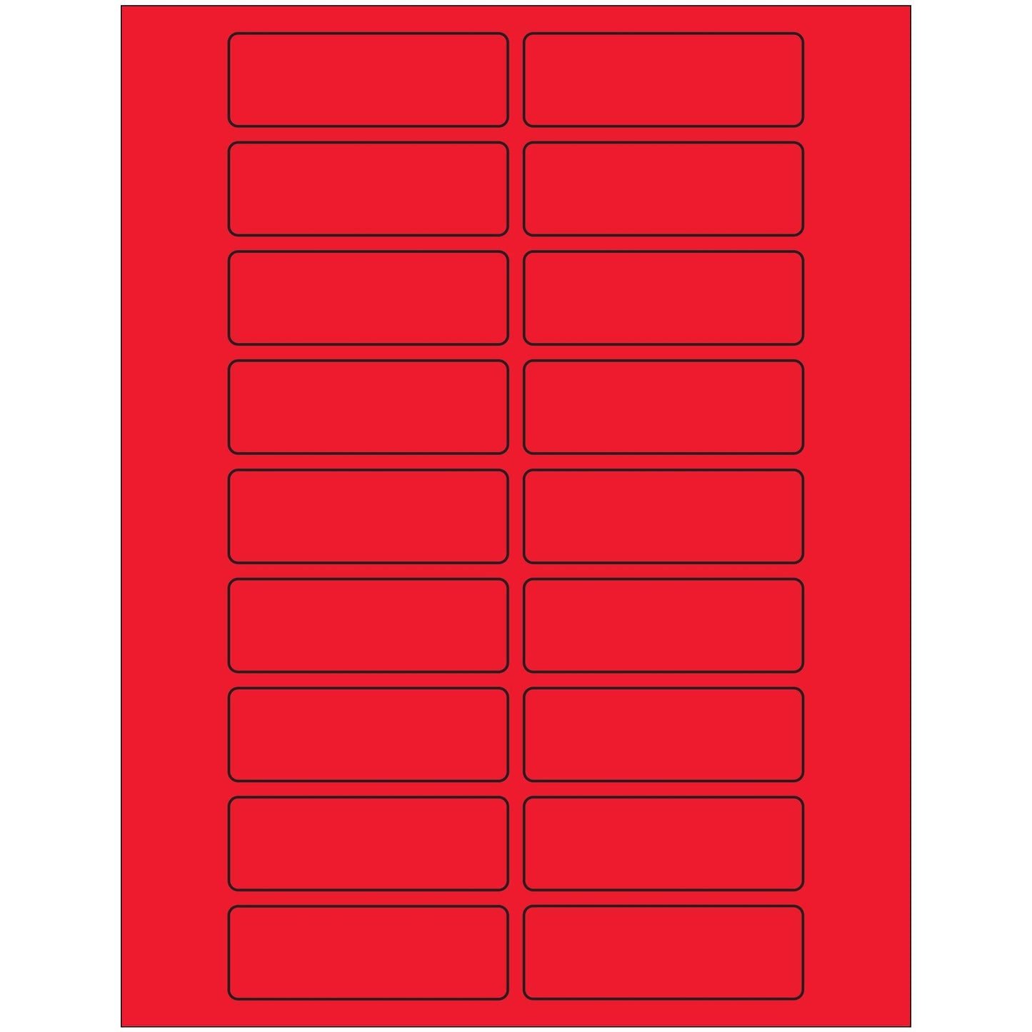 3 x 1" Fluorescent Red Rectangle Laser Labels - LL174RD