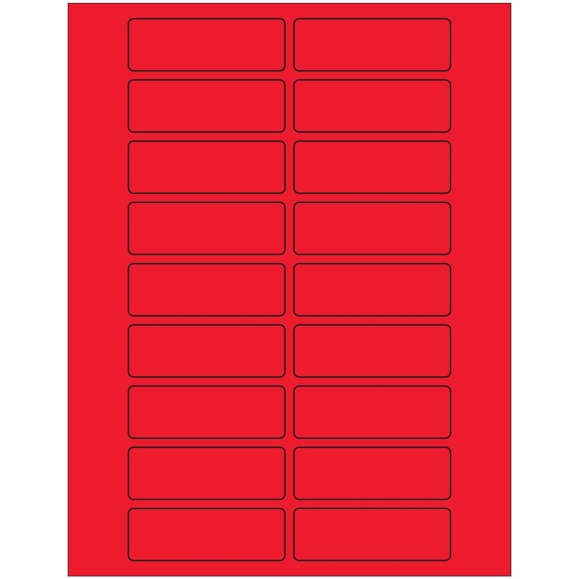 3 x 1" Fluorescent Red Rectangle Laser Labels - LL174RD