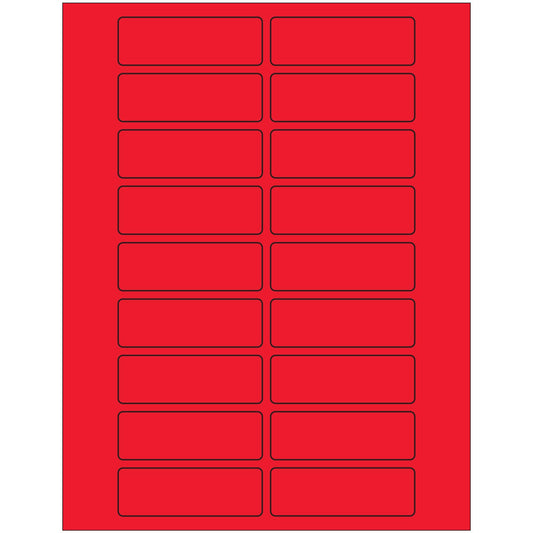 3 x 1" Fluorescent Red Rectangle Laser Labels - LL174RD